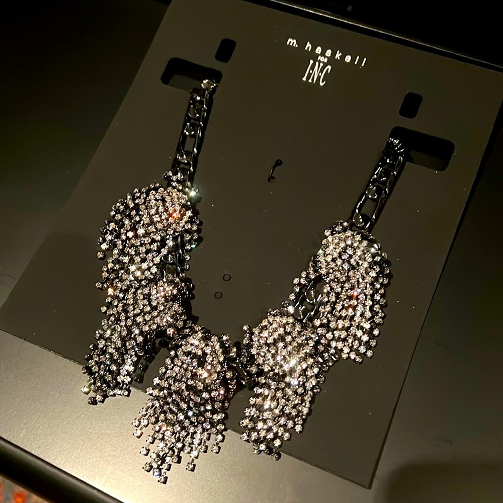 Inc necklace in gunmetal with rhinestone